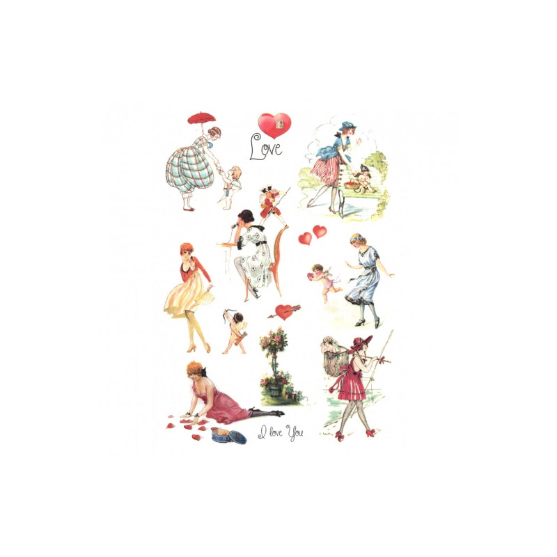 Papier ryżowy do decoupage kobiety serca A4 ITD R293 - sklep plastyczn