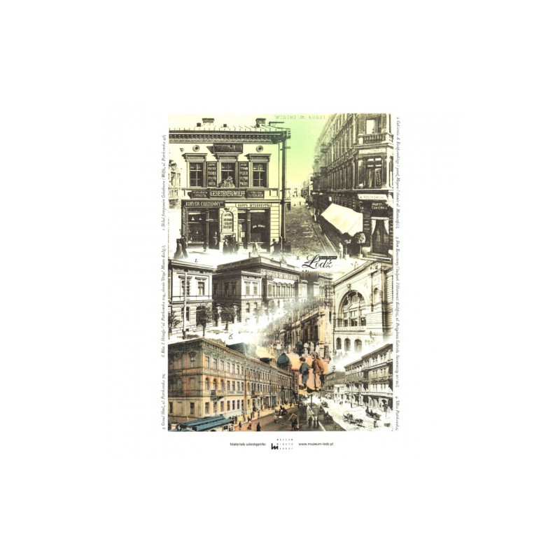 Rice decoupage paper retro city lodz A4 ITD R297