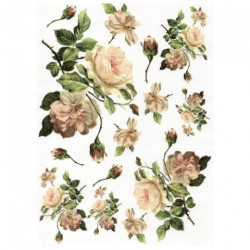 Rice decoupage paper flowers roses A4 ITD R361