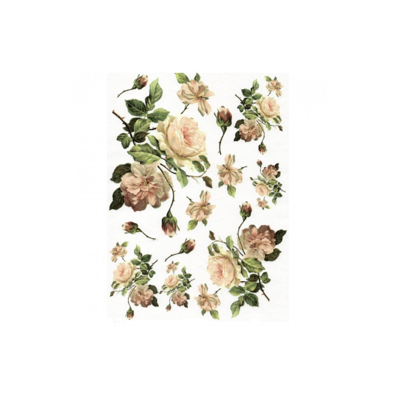 Rice decoupage paper flowers roses A4 ITD R361