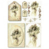 Papier ryżowy do decoupage vintage kobieta A4 ITD R362 - sklep plastyc
