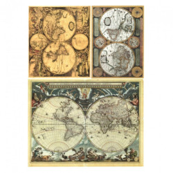 Papier ryżowy do decoupage mapa A4 ITD R367 - sklep plastyczny - szał