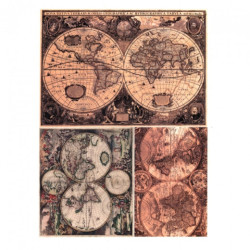 Papier ryżowy do decoupage mapa A4 ITD R368 - sklep plastyczny - szał