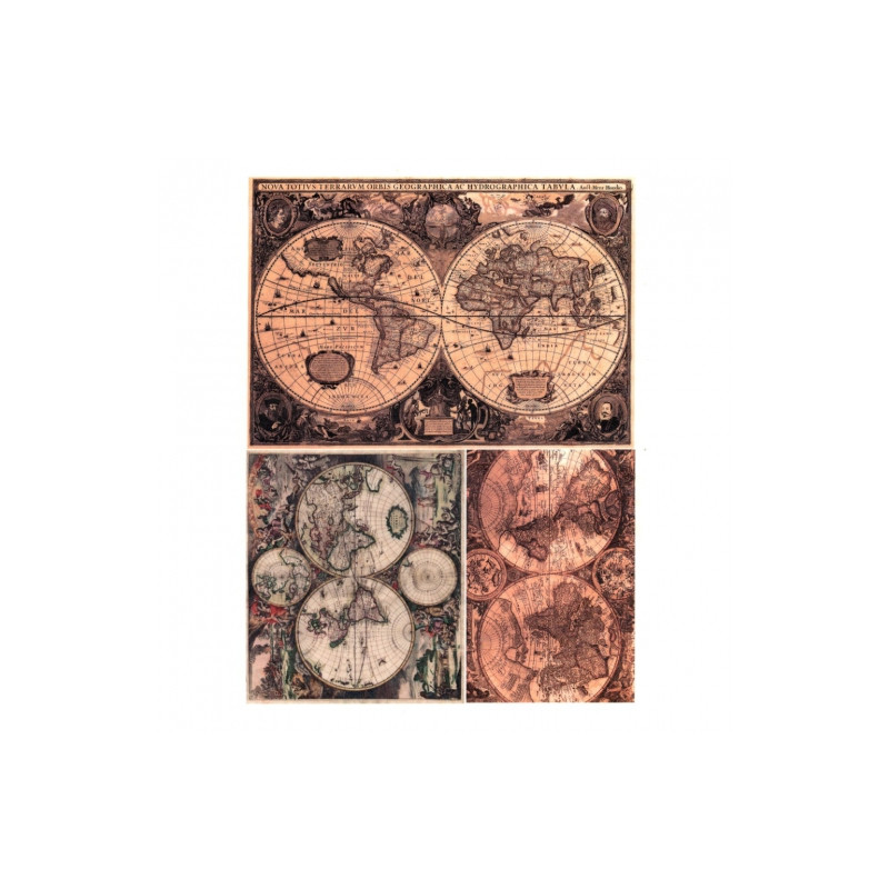 Rice decoupage paper map A4 ITD R368