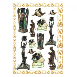 Papier ryżowy do decoupage figurki vintage A4 ITD R370 - sklep plastyc