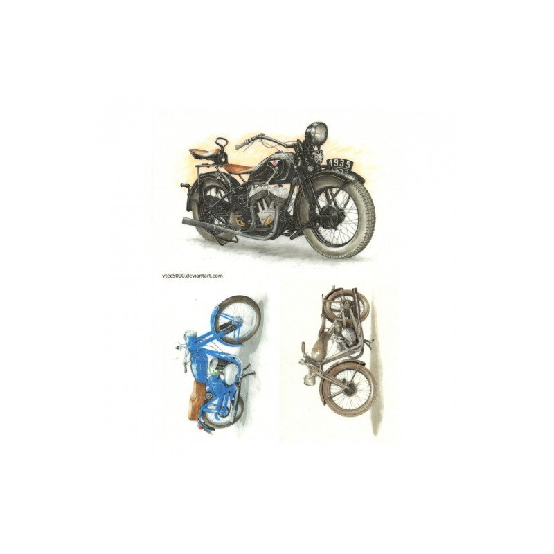 Rice decoupage paper motorcycles A4 ITD R431