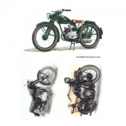 Rice decoupage paper motorbike A4 ITD R430