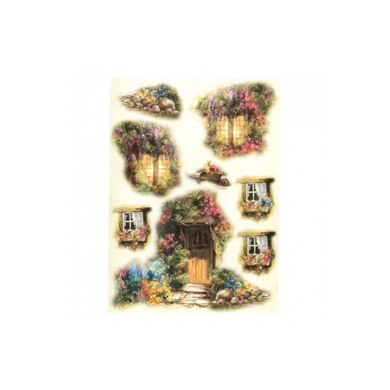 Papier ryżowy do decoupage bajkowe okna drzwi A4 ITD R460 - sklep plas