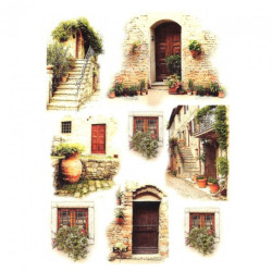 Papier ryżowy do decoupage okna drzwi A4 ITD R462 - sklep plastyczny -