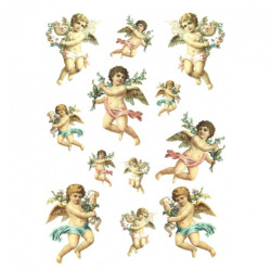 Papier ryżowy do decoupage amorki aniołki A4 ITD R479 - sklep plastycz