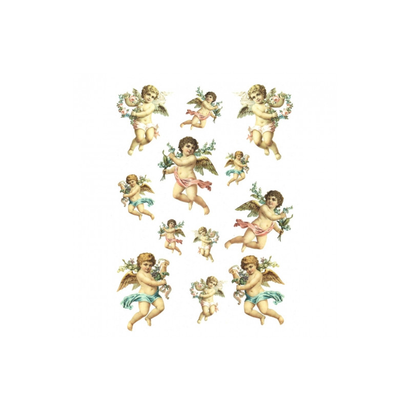 Rice decoupage paper angel cupids A4 ITD R479