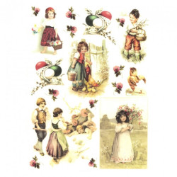 Papier ryżowy do decoupage dzieci wielkanoc A4 ITD R481 - sklep plasty