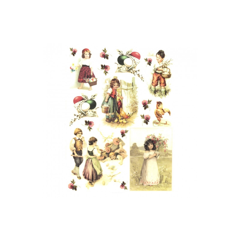 Papier ryżowy do decoupage dzieci wielkanoc A4 ITD R481 - sklep plasty