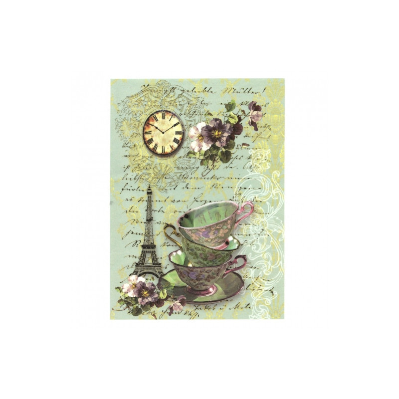 Papier ryżowy do decoupage filiżanki paryż A4 ITD R496 - sklep plastyc