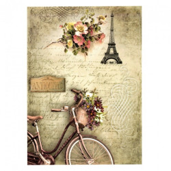 Papier ryżowy do decoupage paryż rower A4 ITD R498 - sklep plastyczny
