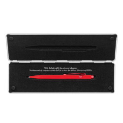 Caran'dAche 849 roller pen in a scarlet red pouch