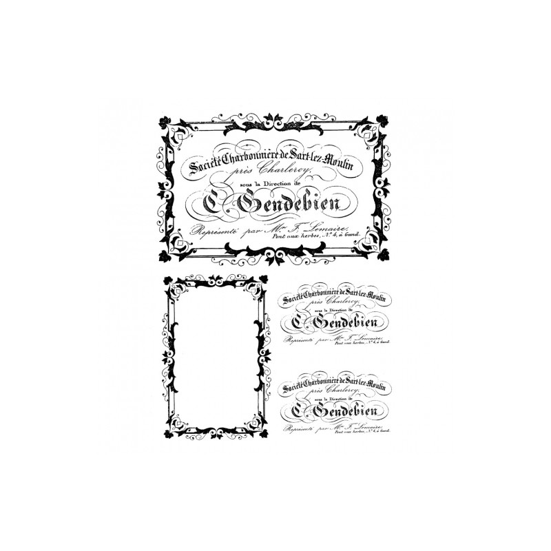 Rice decoupage paper vintage inscriptions A4 ITD R504