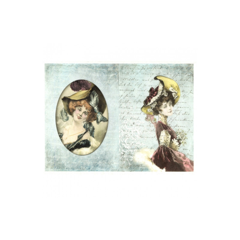 Papier ryżowy do decoupage vintage kobieta A4 ITD R522 - sklep plastyc