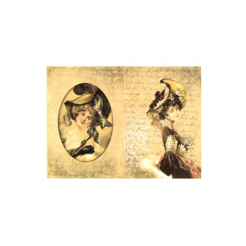 Papier ryżowy do decoupage vitange kobieta A4 ITD R523 - sklep plastyc