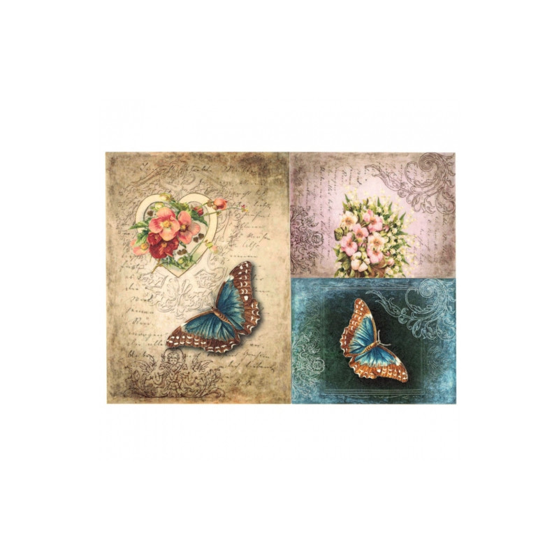 Rice decoupage paper butterflies flowers A4 ITD R524