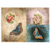 Papier ryżowy do decoupage motyle kwiaty A4 ITD R524 - sklep plastyczn