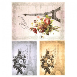 Papier ryżowy do decoupage paryż wieża eiffla A4 ITD R526 - sklep plas