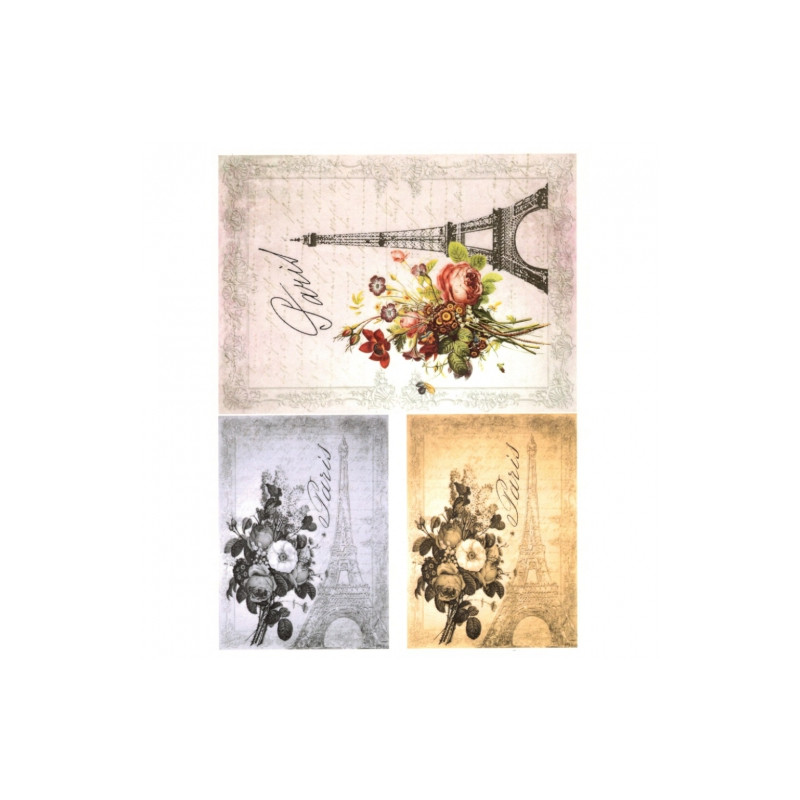 Papier ryżowy do decoupage paryż wieża eiffla A4 ITD R526 - sklep plas
