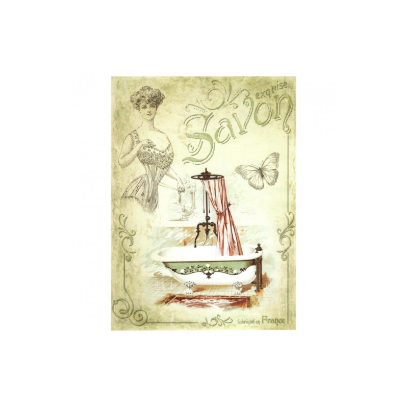 Papier ryżowy do decoupage vintage łazienka A4 ITD R529 - sklep plasty
