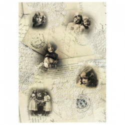 Papier ryżowy do decoupage vintage dzieci A4 ITD R560 - sklep plastycz