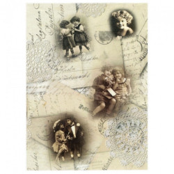 Papier ryżowy do decoupage vintage dzieci A4 ITD R561 - sklep plastycz