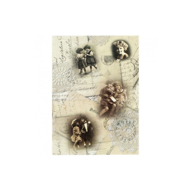 Papier ryżowy do decoupage vintage dzieci A4 ITD R561 - sklep plastycz