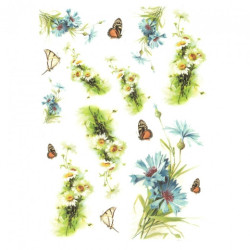 Papier ryżowy do decoupage kwiaty motyle A4 ITD R563 - sklep plastyczn