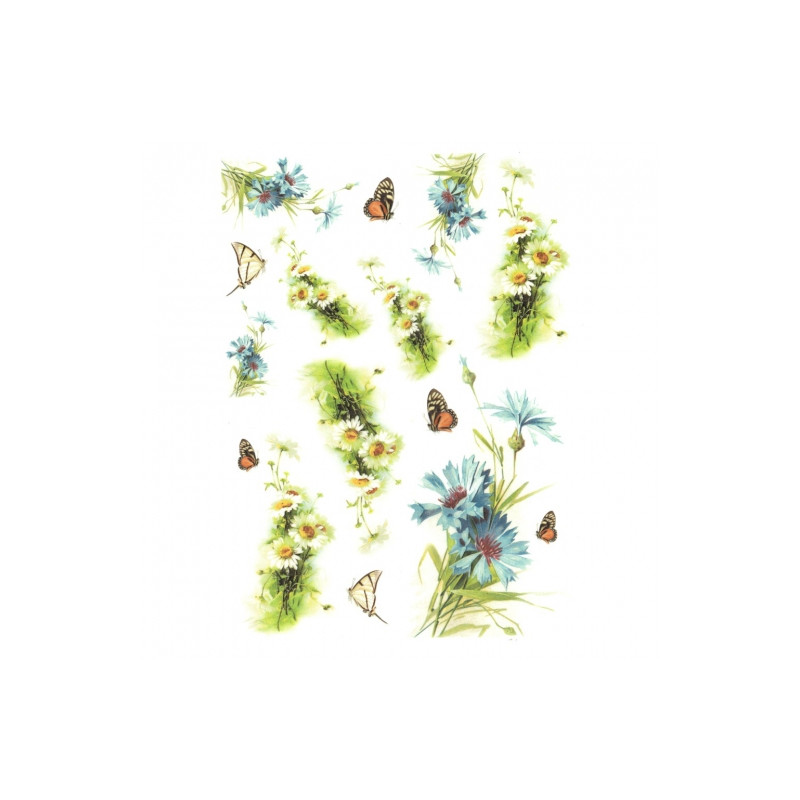 Papier ryżowy do decoupage kwiaty motyle A4 ITD R563 - sklep plastyczn