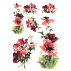 Papier ryżowy do decoupage czerwone maki A4 ITD R564 - sklep plastyczn