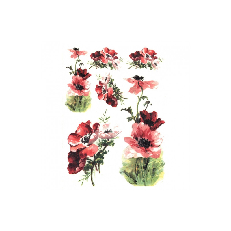 Papier ryżowy do decoupage czerwone maki A4 ITD R564 - sklep plastyczn