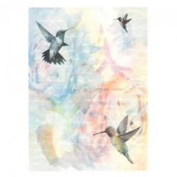Papier ryżowy do decoupage kwiaty ptaki list A4 ITD R566 - sklep plast