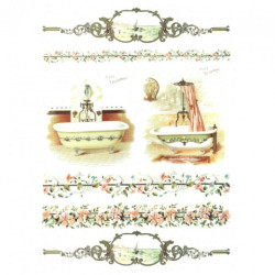 Papier ryżowy do decoupage wanna kwiaty A4 ITD R572 - sklep plastyczny