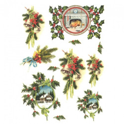 Rice decoupage paper christmas bells A4 ITD R575