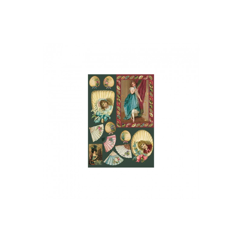 Papier do decoupage wachlarze kobieta 48,5x68cm - sklep plastyczny - s