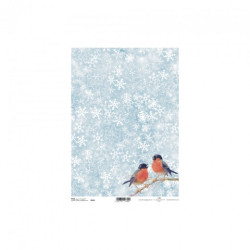 Papier ryżowy do decoupage zima ptaki A4 ITD R591 - sklep plastyczny -