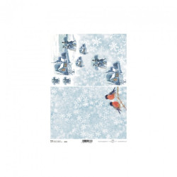 Papier ryżowy do decoupage zima śnieg A4 ITD R593 - sklep plastyczny -