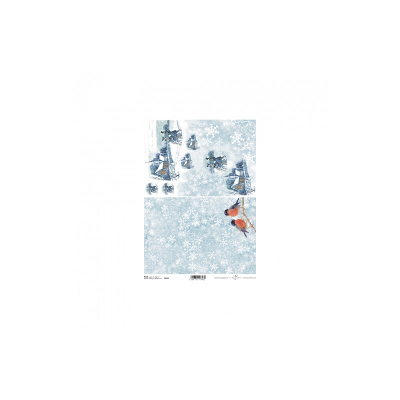 Papier ryżowy do decoupage zima śnieg A4 ITD R593 - sklep plastyczny -
