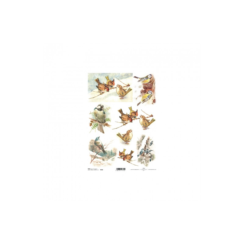 Papier ryżowy do decoupage ptaki zima A4 ITD R598 - sklep plastyczny -