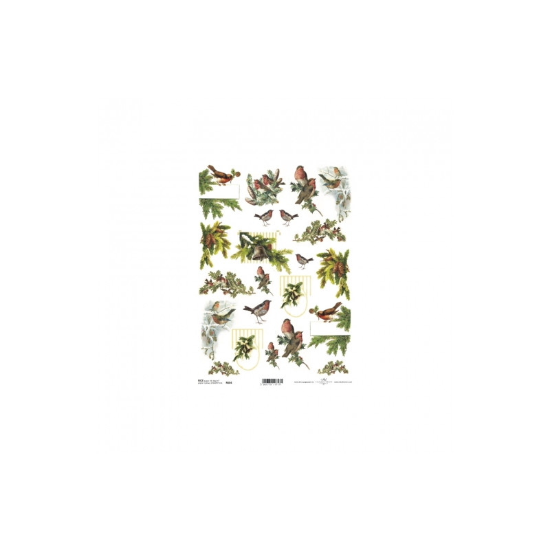 Papier ryżowy do decoupage ptaki zima A4 ITD R604 - sklep plastyczny -