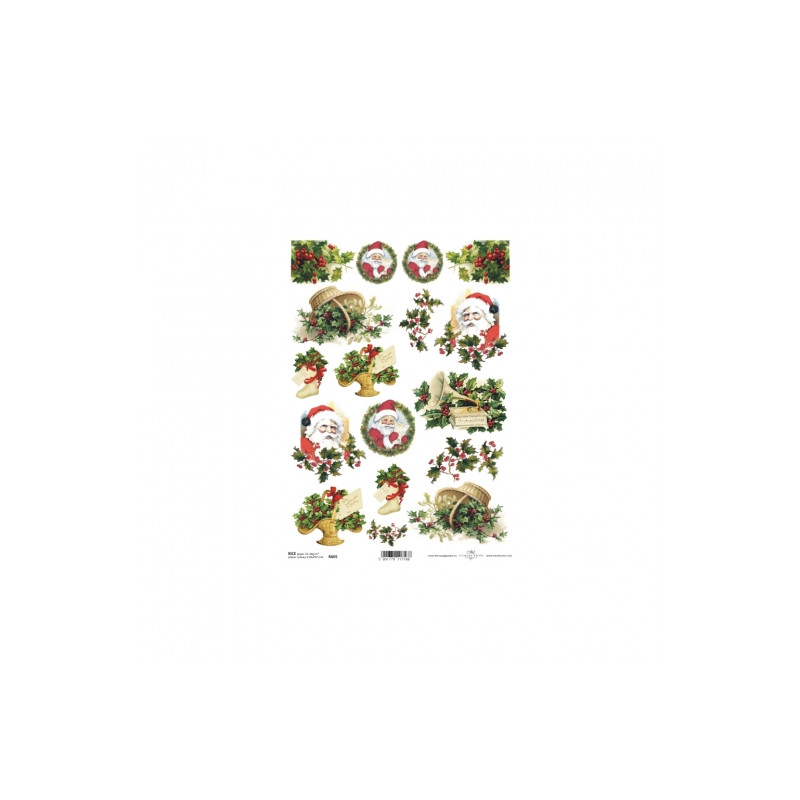 Rice decoupage paper christmas santa A4 ITD R605