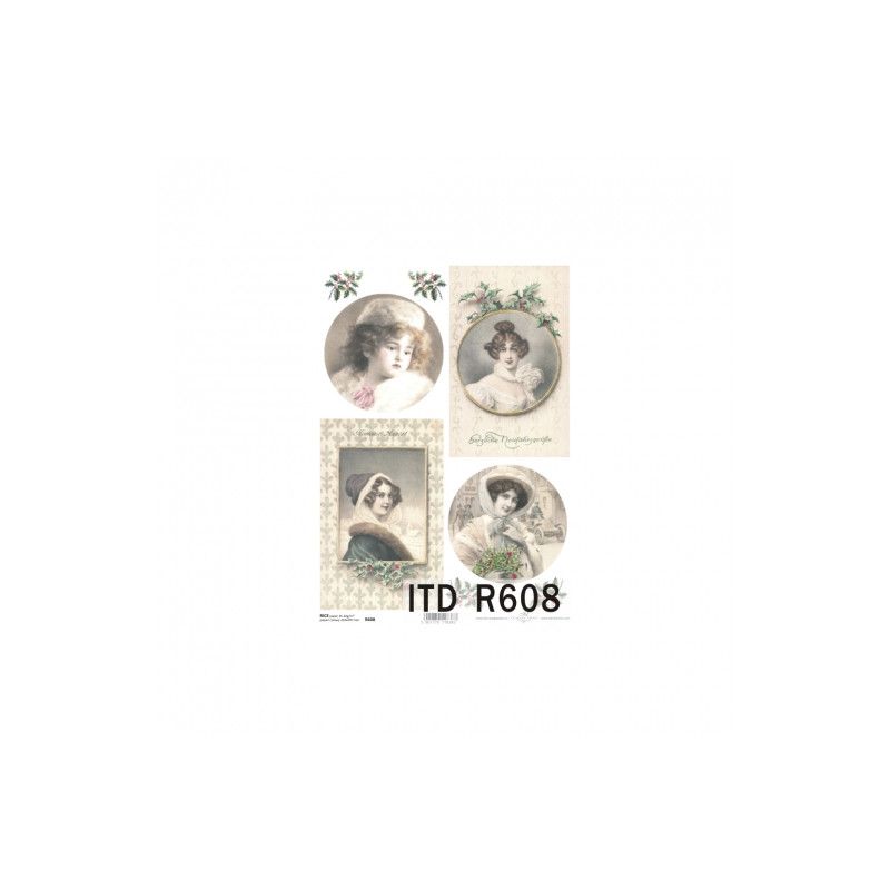 Rice decoupage paper vintage woman portraits A4 ITD R608