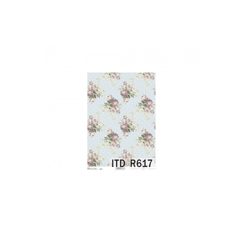 Papier ryżowy do decoupage róże kropki A4 ITD R617 - sklep plastyczny
