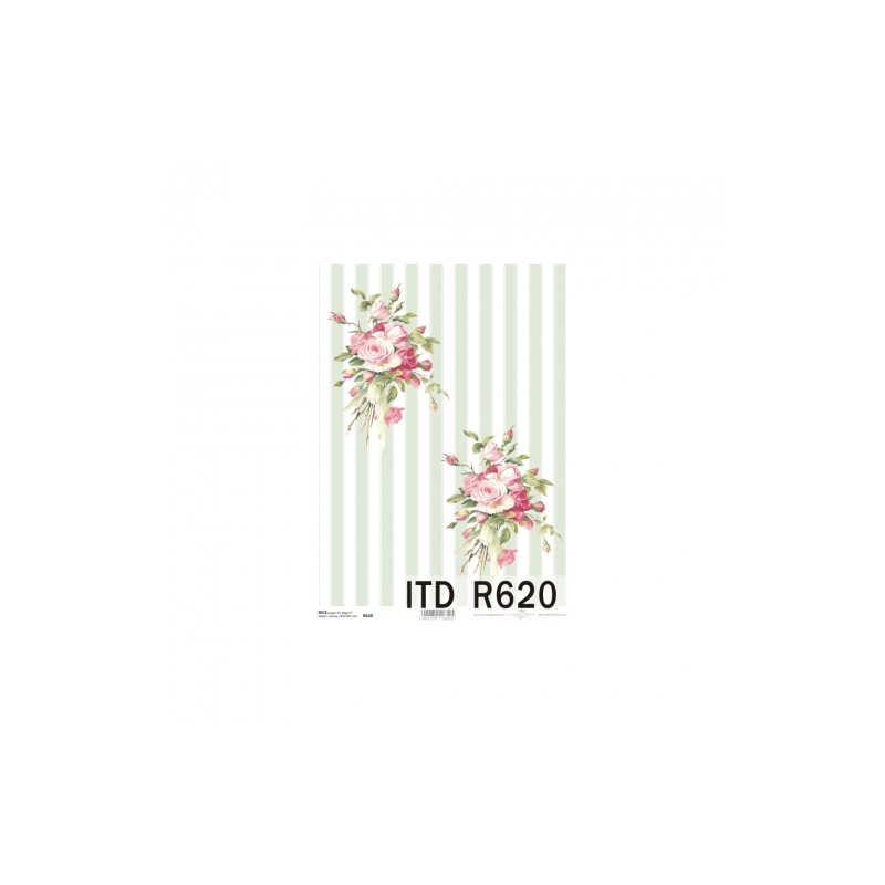 Rice decoupage paper roses stripes A4 ITD R620