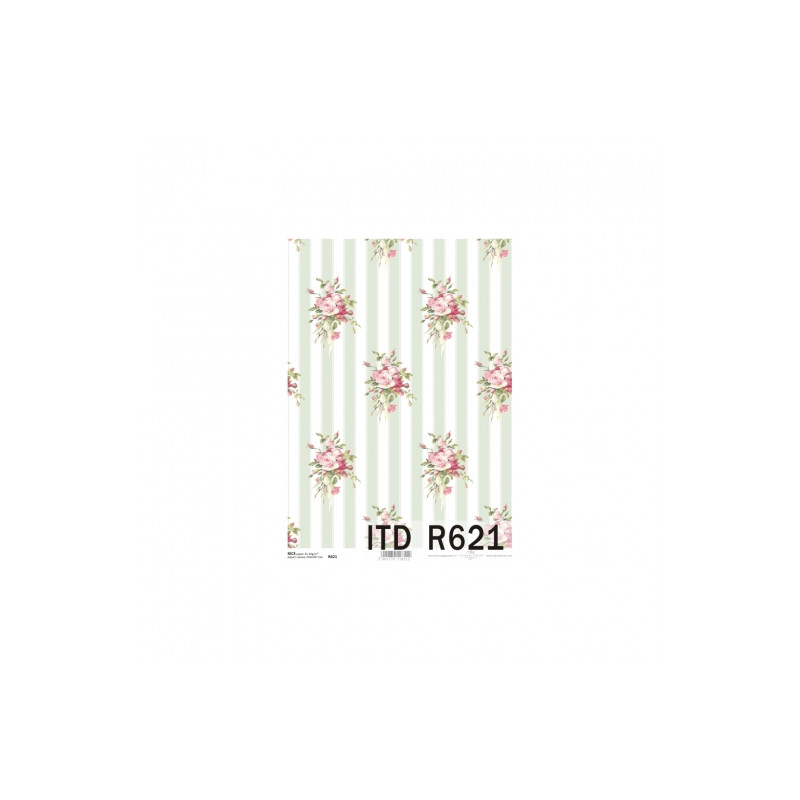 Papier ryżowy do decoupage róże paski A4 ITD R621 - sklep plastyczny -