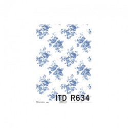 Papier ryżowy do decoupage niebieskie róże A4 ITD R634 - sklep plastyc